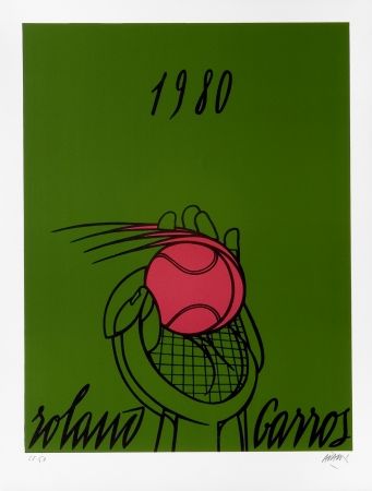 Lithographie Adami - Roland Garros Vert
