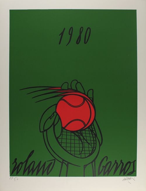 Lithographie Adami - Roland Garros (vert)