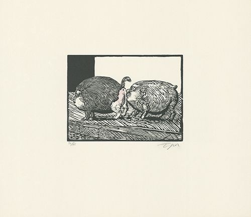 Linogravure Topor - Roméo et Juliette