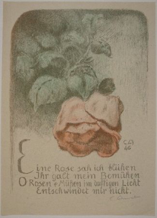 Lithographie Amiet - Rose