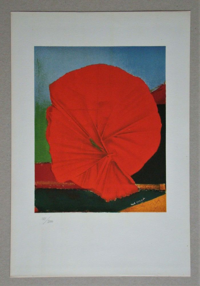 Lithographie Ernst - Rote Blume, 1960