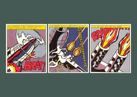 Lithographie Lichtenstein - Roy Lichtenstein 'As I Opened Fire' Original 1983 Triptych Pop Art Poster Print Set
