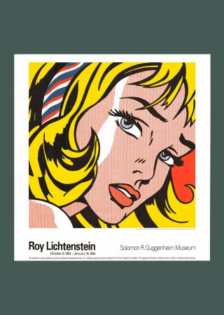 Lithographie Lichtenstein - Roy Lichtenstein 'Girl with Hair Ribbon' Original 1993 Pop Art Poster Print