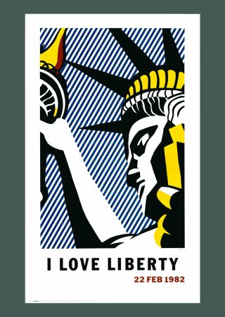 Lithographie Lichtenstein - Roy Lichtenstein 'I Love Liberty' Original 1982 Pop Art Poster Print