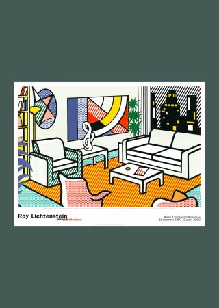 Lithographie Lichtenstein - Roy Lichtenstein 'Interior with Skyline' Original 1999 Pop Art Poster Print