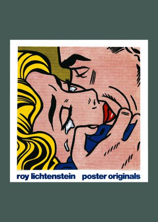 Lithographie Lichtenstein - Roy Lichtenstein: 'Kiss V' 1990 Offset-lithograph