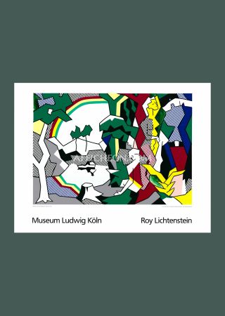 Sérigraphie Lichtenstein - Roy Lichtenstein: 'Landscape with Figures and Rainbow' 1989 Offset-serigraph