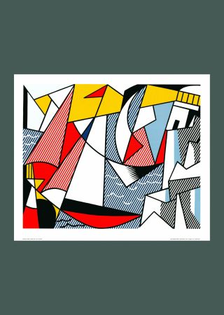 Lithographie Lichtenstein - Roy Lichtenstein 'Sailboats' Original 1973 Pop Art Poster Print