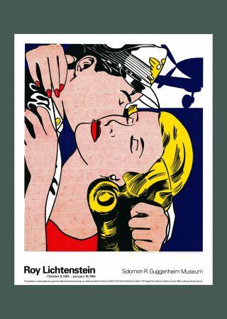 Lithographie Lichtenstein - Roy Lichtenstein: 'The Kiss' 1993 Offset-lithograph