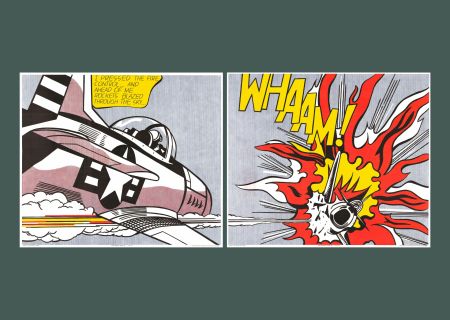Lithographie Lichtenstein - Roy Lichtenstein 'WHAAM!' Original 1986 Diptych Pop Art Poster Print