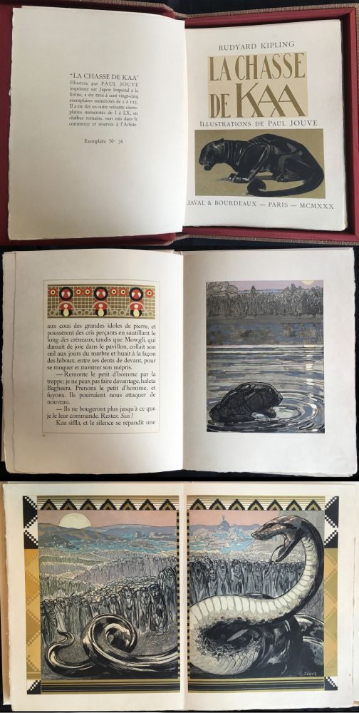 Livre Illustré Jouve - Rudyard Kipling : LA CHASSE DE KAA. Illustrations de Paul Jouve (1930)