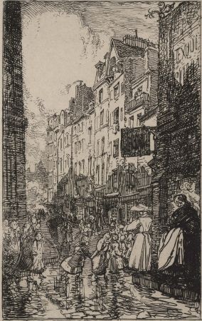 Gravure Lepere - Rue Boutebrie, le quartier St. Séverin