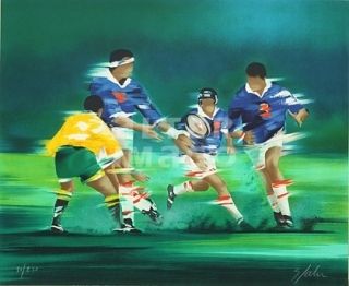 Lithographie Spahn - Rugby