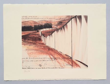 Lithographie Christo - Running fence, project for Sonoma county and Marin county