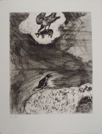 Gravure Chagall - Rêverie du corbeau (Le corbeau voulant imiter l'aigle)