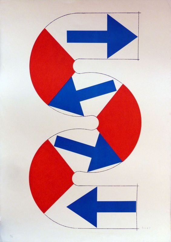 Lithographie Sugai - S (flèches bleues)