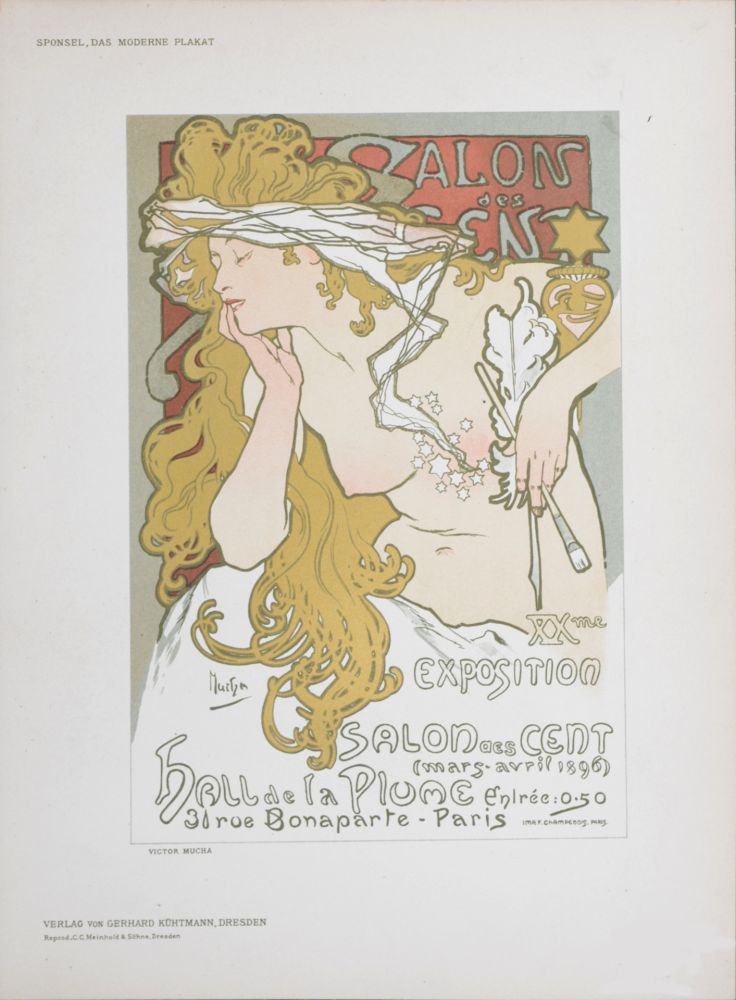 Lithographie Mucha - Salon des Cent, 1897