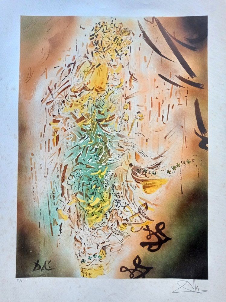 Lithographie Dali - Salvador Dali, Cosmic Madonna, Beautiful surrealist handsigned composition, cca 1970