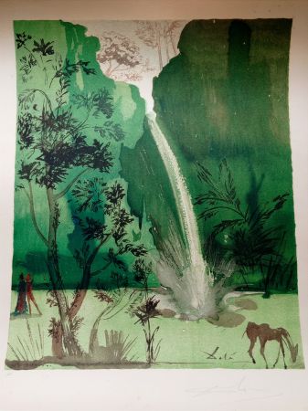 Lithographie Dali - Salvador DALI, Mointain scene, 1970 - Rare hand signed lithograph