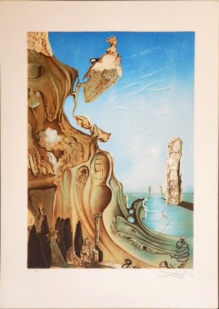 Lithographie Dali - SALVADOR DALI, Monument impérial à la femme Gala (Memoire du femme-enfant), Superbe Lithograph Handsigned in pencil 