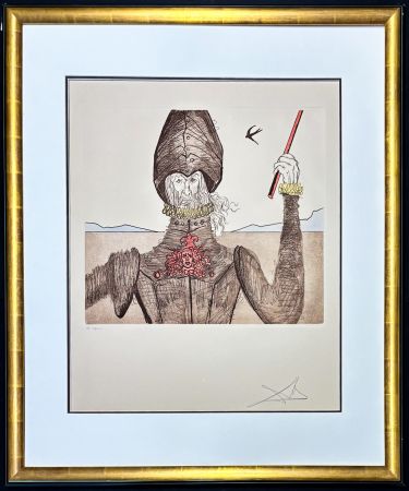 Gravure Dali - Salvador Dalí (1904–1989) - Don Quixote (The Dreamer) - Hand coloured drypoint, etchings on Arches paper - 1981