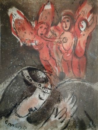 Lithographie Chagall - Sara et les Anges