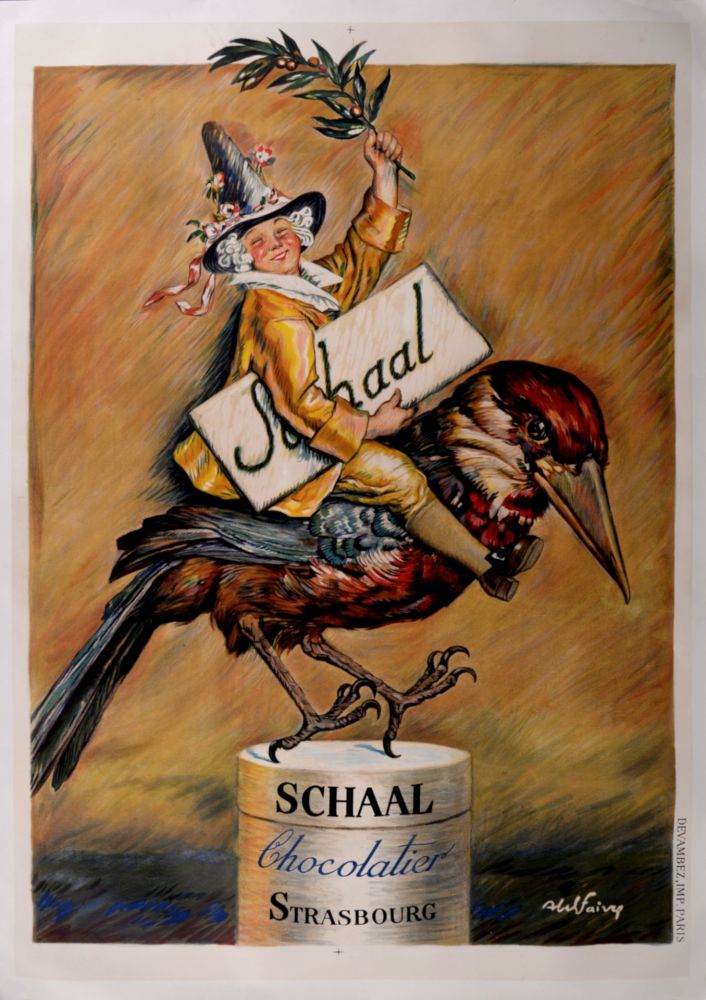 Lithographie Faivre - Schaal, Chocolatier, 1920 - Large lithograph poster!