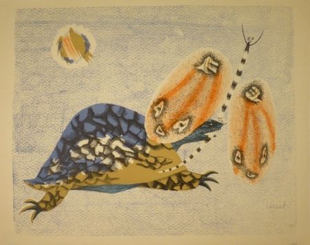 Lithographie Lurcat - (Schildkröte und Libelle)