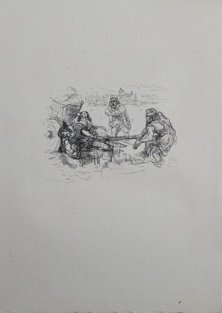 Lithographie Slevogt - Schmutzarbeit der vornehmen Perser