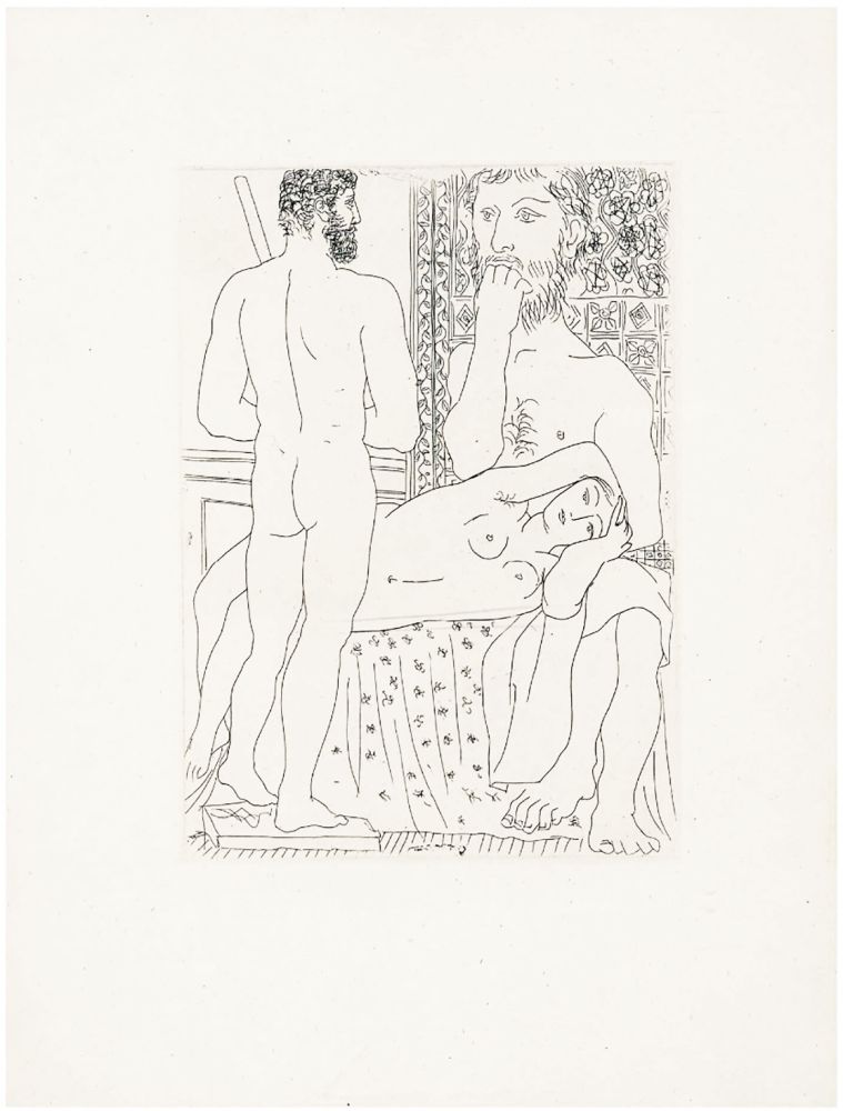 Eau-Forte Picasso - Sculpteur, modèle couché et sculpture (Suite Vollard, pl. 37) - 1933