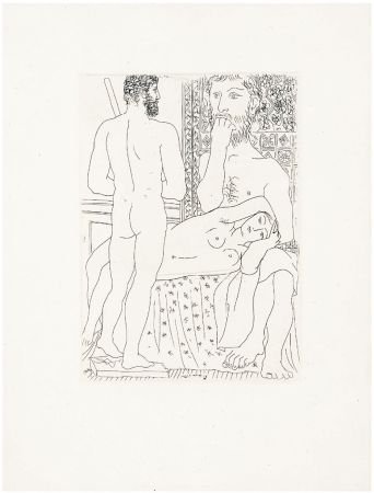 Eau-Forte Picasso - Sculpteur, modèle couché et sculpture (Suite Vollard, pl. 37) - 1933