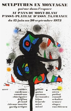 Affiche Miró - SCULPTURES EN MONTAGNE. EXPO 1973. Affiche originale.