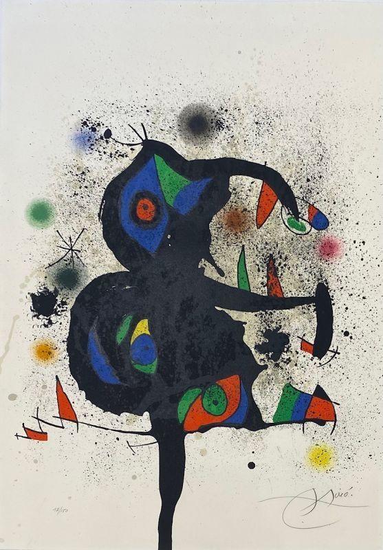 Lithographie Miró - Sculptures en montagne, poème dans l'espace au pays du Mont-Blanc 