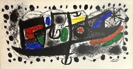 Lithographie Miró - Scène d'étoiles