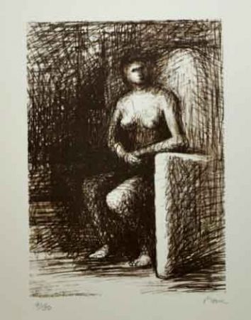 Lithographie Moore - SEATED FIGURE III DARK ROOM
