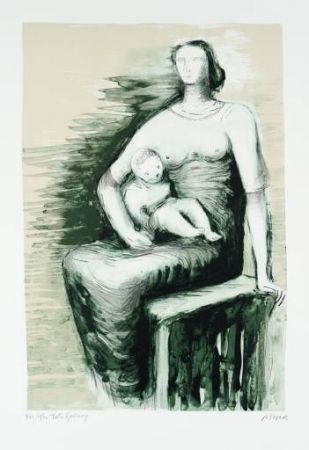Lithographie Moore - Seated Mother & Child
