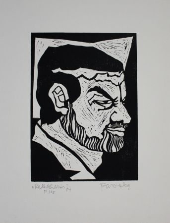Linogravure Ruzicka - Selbstbildnis / Self-Portrait