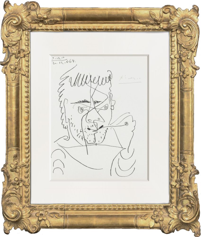 Lithographie Picasso - Self portrait Le Fumeur, Hommage à Henry-Daniel Kahnweiler