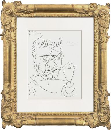Lithographie Picasso - Self portrait Le Fumeur, Hommage à Henry-Daniel Kahnweiler
