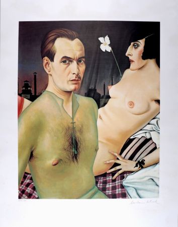 Sérigraphie Schad - Self Portrait with Model, Hand-signed