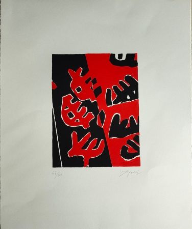 Lithographie Capogrossi - Senza Titolo (Rosso e Nero)