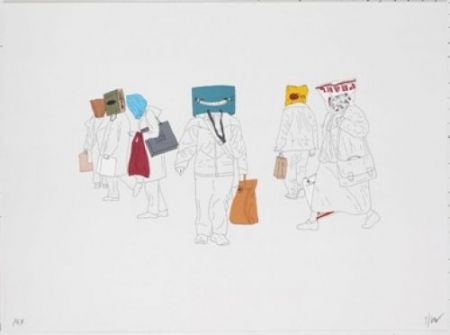 Lithographie Partegas - Shopping Heads