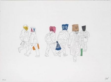 Lithographie Partegas - Shopping Heads