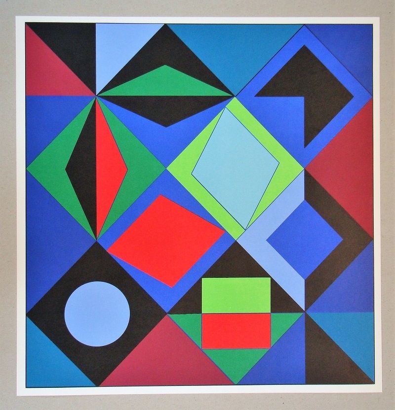 Sérigraphie Vasarely - Sikra - 1966