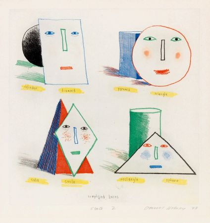 Gravure Hockney - Simplified Faces (State 2) 