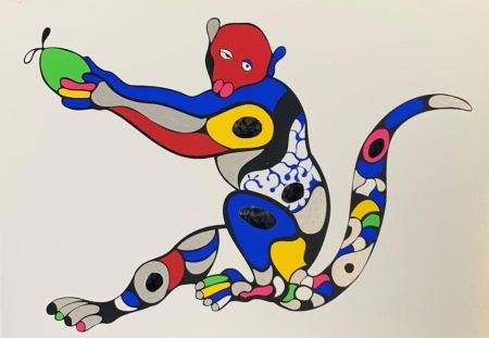 Sérigraphie De Saint Phalle - Singe à la mangue