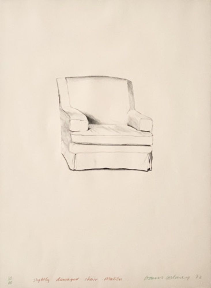 Lithographie Hockney - Slightly damaged chair, Malibu