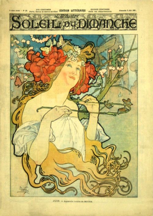 Lithographie Mucha - Soleil du Dimanche