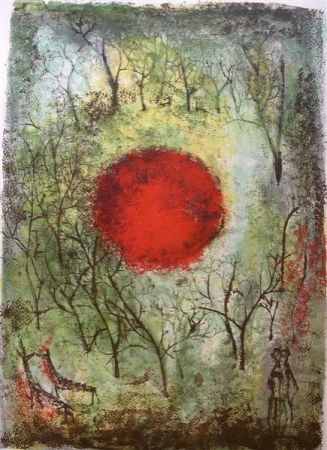 Lithographie Zao - Soleil Rouge
