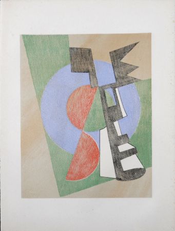 Lithographie Delaunay - Sonia Delaunay & Alberto Magnelli. - Untitled Collaboration, Aux Nourritures Terrestres, 1950